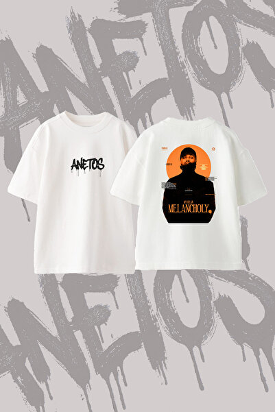 Anetos The Weeknd_102 Design Back Printed Cotton White Oversize T-Shirt