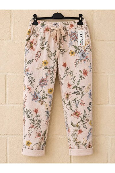AGORATEKSTİL Women's Original Italian Full-Ligral Elastic Waist Tie-Up Pants ...