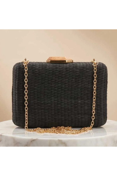 VERDE Βραδινό τσαντάκι clutch 01-1328 μαύρο
