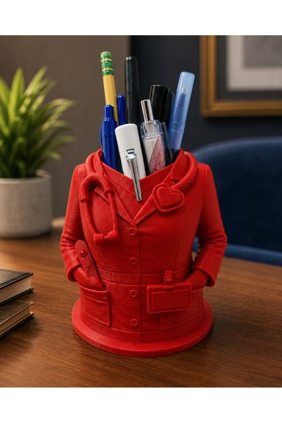 Generic Brand 3D Printed Doctor Nurse Themed Pen Holder – Desktop Organizer with Stethoscope