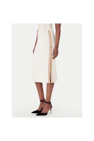 Elisabetta Franchi Fustă midi de damă GK27S61E2 Bej
