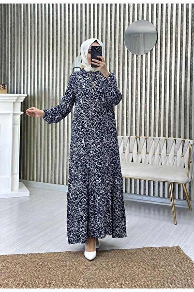 Moda Krash فستان من الفيسكون بتصميم متموج وتنورة منقوشة