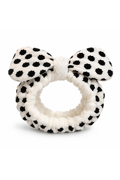 ECARLA Bentiță cosmetică DOTS, negru și alb