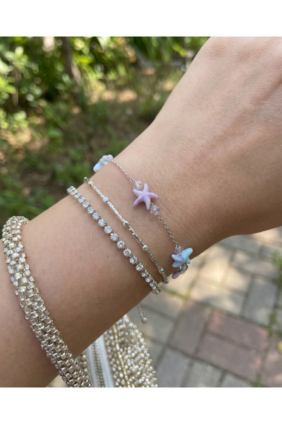 PURE BERRY DENİZ YILIDIZI SU YOLU İNCE KELEPÇE BİLEKLİK SET