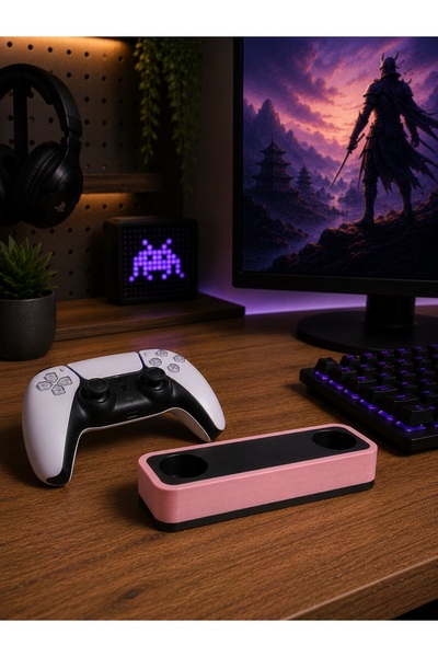 craftopya PS5 Dualsense Uyumlu Joystick Oyun Kolu Standı - Dekoratif Gamepad Tutucu Altlık - Pembe