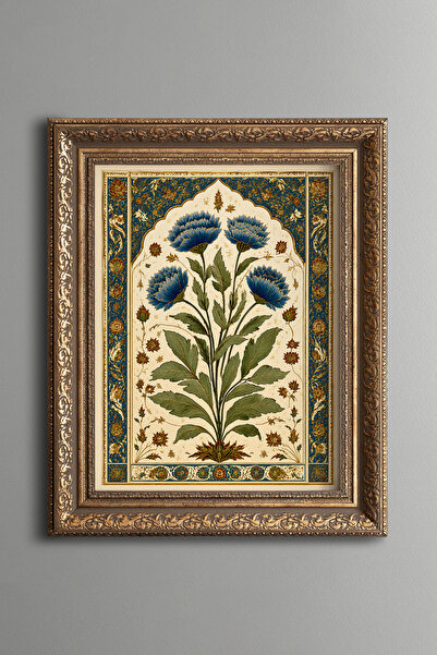 epiqart Blue Floral Composition - Vintage Patterned Painting - Thick Model