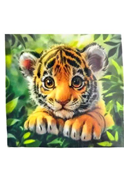 LİVA CRAFT Art & Craft Diamond Mosaic Painting, 30X30Cm Baby Tiger Bead Gluin...