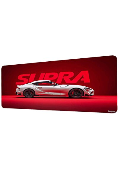 gxe.art Toyota Supra White Red Design 40x90 Cm Mousepad pentru jocuri Bază an...