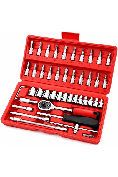 FNSAY Socket Ratchet Wrench Set, 46 Pcs, 1/4" Drive, with Storage Case, Metri...
