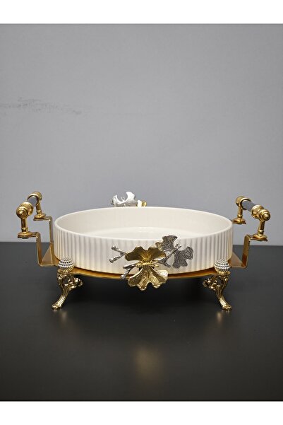 PARILTI HOME COLLECTİON Oven Dish Bowl Luxury Serving Plate Bowl Gold Silver ...