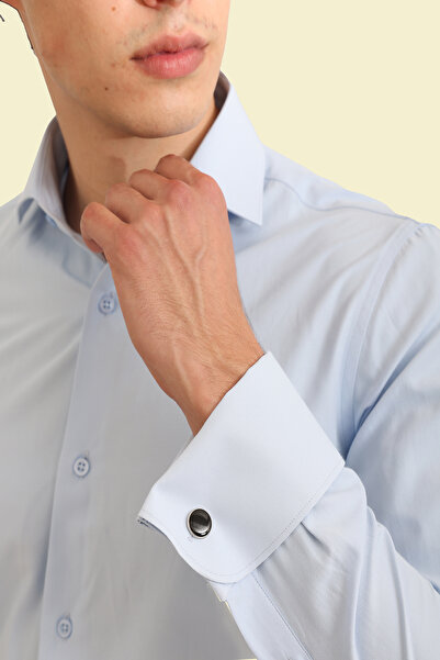 Picuardo Erkek Slim Fit Duble Manşet Pamuklu Kolay Ütülebilen İtalyan Gömlek