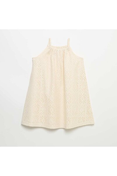 KIABI Crochet knit dress with non-adjustable straps BEIGE