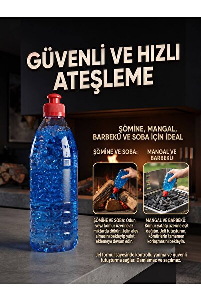 Şömine ve Mangal Jel Tutuşturucu | Dumansız Güvenli Ateş Yakıcı Jel | Soba, Barbekü ve Kamp İçin 350 ML