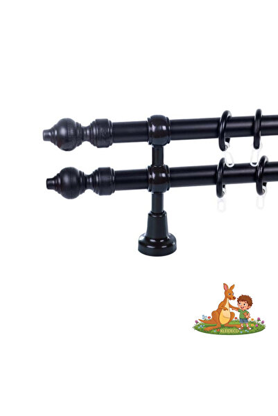 KLEIDECO Galerie dubla perdea FILIGRANO, Plastic, Diametru 28 mm, 240cm, Negru