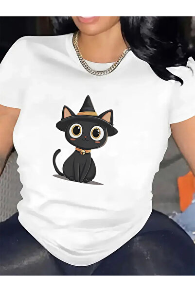 Astogria13 cotton Short Sleeve T-Shirt with Cute Cat Design Home Wear, Durabl...