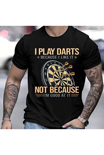 Astogria13 تي شيرت رجالي بتصميم جرافيك مضحك بعبارة "I Play Darts" خفيف الوزن ...