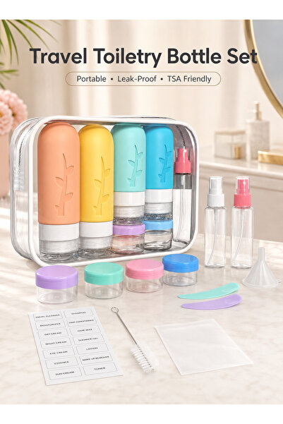 Pomefar 16Pcs Travel Bottles Set, TSA Approved Leak-Proof Toiletry Containers...