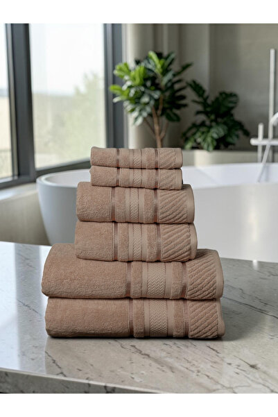 Baltic Linen - 6 Pcs Towel Set, BAHARI PEARL, 100% Cotton, 550 GSM, beige, 2p...