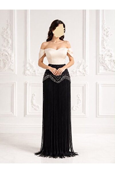 ranin Black and White Barbie Evening Dress Embroidered Hedb
