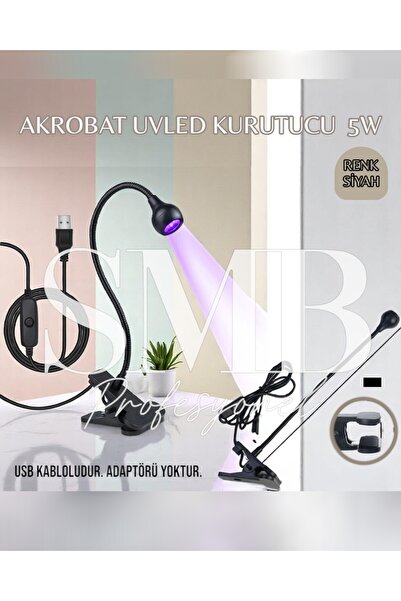 SMB PROFESYONEL AKROBAT UVLED KURUTUCU 5W - RENK: SİYAH PROTEZ TIRNAK KALICI OJE