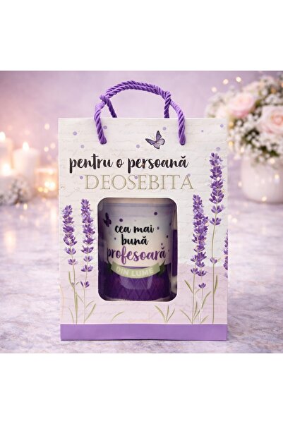 velve Set cana ceramica si lingurita, cu mesaj " Cea mai buna profesoara din ...