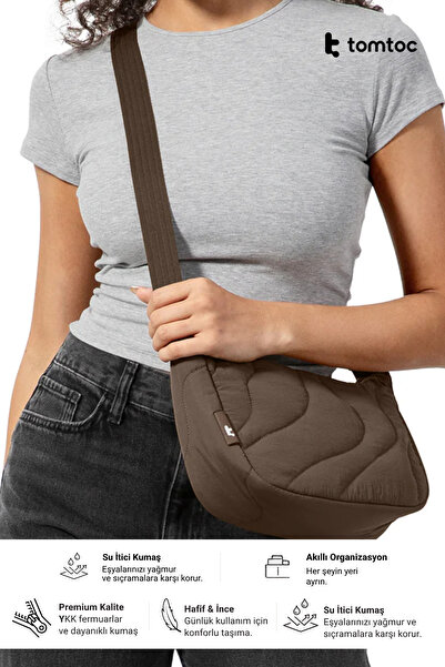 Tomtoc Terra Puffy Series T34 3.5L Brown Hand and Shoulder Bag - T34S1Y1
