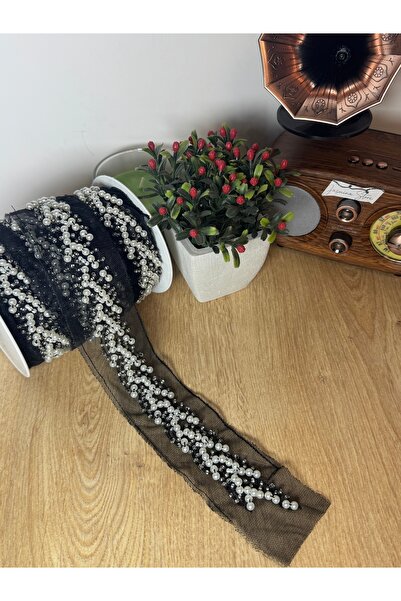 jasmina store Αξεσουάρ κορδέλας από τούλι με κεντημένες χάντρες πέρλες (1μ)