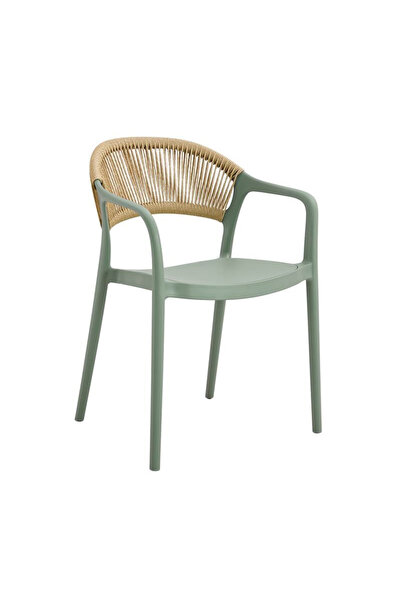 woodwell DONNA Πολυθρόνα Στοιβαζόμενη, PP-UV Πράσινο, Rope Wicker Φυσικό
