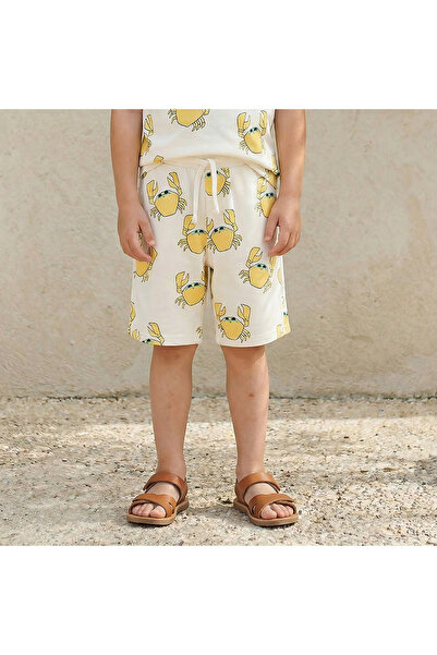 Juniors Knee Length Elasticated Drawstring Waist Shorts with Crab Print