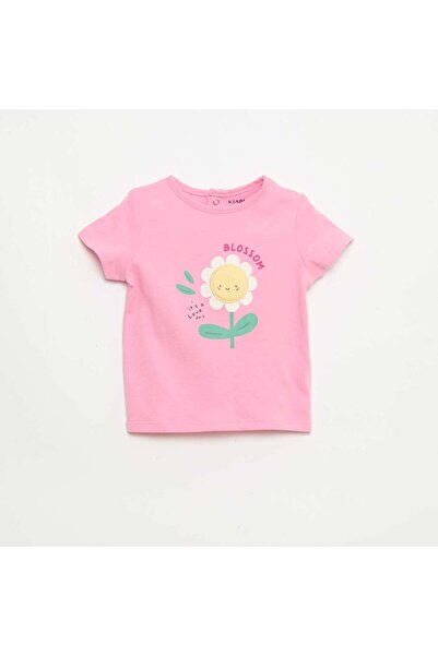 KIABI Printed and embroidered short-sleeved T-shirt PINK