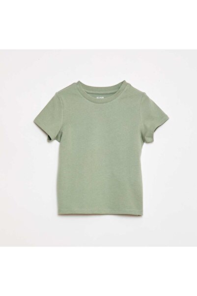 KIABI Plain Cotton Jersey T-shirt BLUE