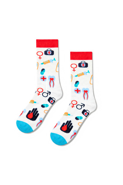 CARNAVAL SOCKS Doctor Health and Medical Patterned White Unisex Socks