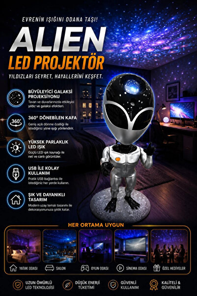 Vothoon Galaksi Yıldız Projektör Uzaylı Işıklı Samanyolu Projeksiyon Gece Lam...