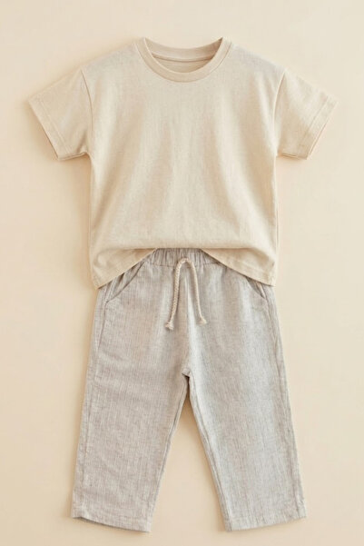 lilico Baby Kids 100% Cotton Basic T-Shirt and Muslin Pants 2-Piece Set