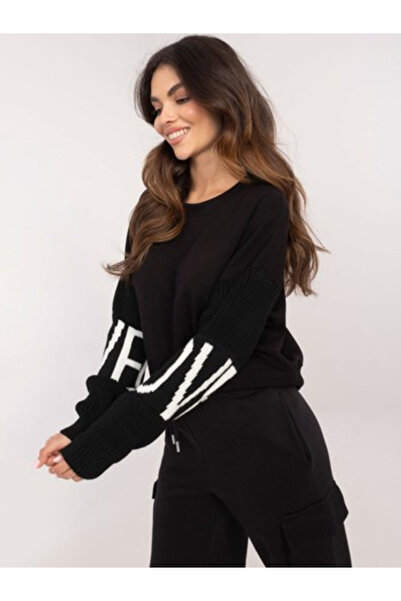 Italy Moda Γυναικείο Φούτερ, ITALY MODA, Πολυεστέρας, Μακρυμάνικο, Μαύρο, μον...
