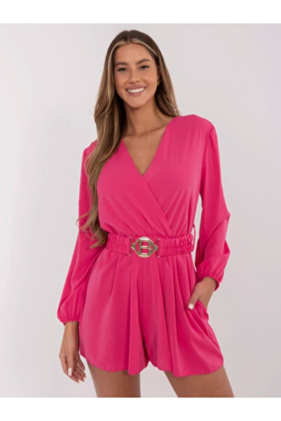 Italy Moda Women's Jumpsuit, ITALY MODA, Polyester, Long Sleeve, Fuchsia, mod...
