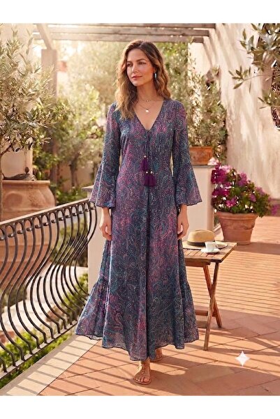 AYASOFYA OTANTIK Women's Indian Ethnic Authentic Patterned Flounce Sleeve Lon...