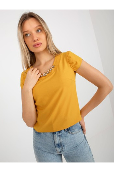 LAKERTA Bluza Dama, LAKERTA, Bumbac, Maneca scurta, Galben inchis, model LK-B...