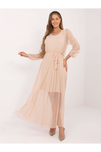 Italy Moda Rochie Dama Maxi, Lejera, ITALY MODA, Bej Eleganta Model IT-SK-218...