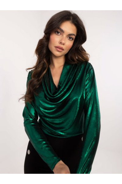 Italy Moda Bluza Dama, ITALY MODA, Poliester, Maneca lunga, Verde inchis, mod...