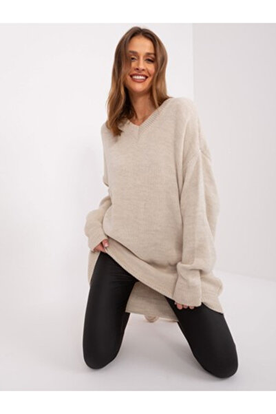 rue parıs Pulover Dama, RUE PARIS, Acril, Maneca lunga, Bej, model LC-SW-0341...
