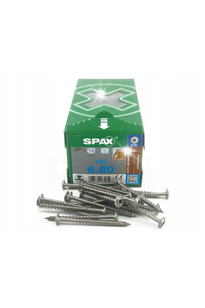 ABC SPAX Șurub plat A2 100 buc. 6*80MM TX WIROX SPAX