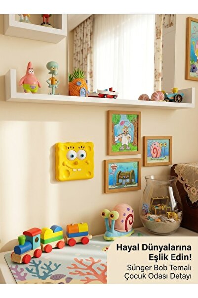YSR HOME Sünger Bob Tasarımlı Dekoratif Lamba Anahtarı Kapağı - 3D Baskı Çocu...