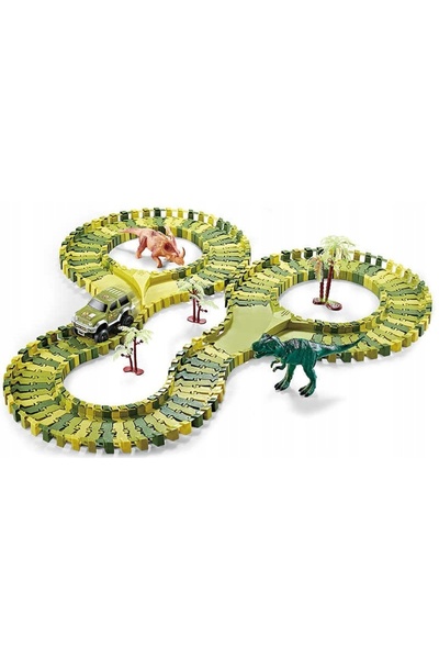 Stator Pistă de Mașini de Curse cu Dinozauri + Mașinuță 300cm / 200 piese pen...