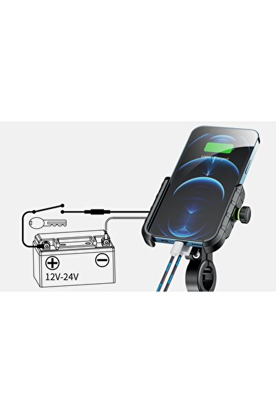 NO BRAND Suport motocicletă pentru telefon, încărcător USB 12/24V Koanni
