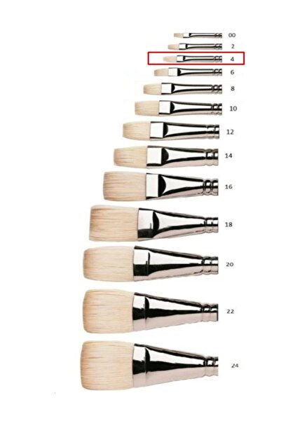 Brons Oil Acrylic Paint Brush Flat Cut Brush Art 210 No:4 - 2 Pieces
