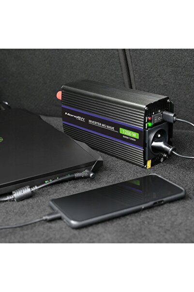 Qoltec INVERTOR AUTO PENTRU ACUMULATOR 12V 230V 600/1200W MONOLIT USB