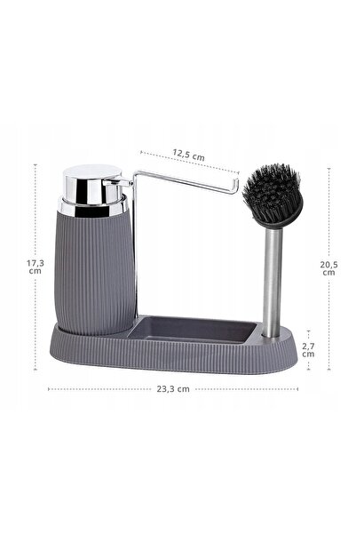 Okyanus Dozator cu perie Premium antracit + perie pentru burete de bucătărie