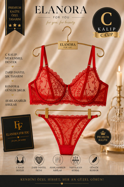 ELANORAFORYOU ELANORA Scarlett C Collection C Kalıp Dantelli Destekli Sütyen ...