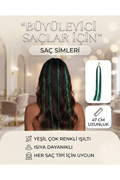 Saç Simi 47 cm Yeşil - Isıya Dayanıklı Çok Renkli Saç Aksesuarı